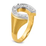 10k Two-tone IBGoodman Men's Satin Horseshoe Diamond Complete Ring - Image 8