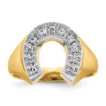 14k Two-tone IBGoodman Men's Satin Horseshoe Diamond Ring Mounting
