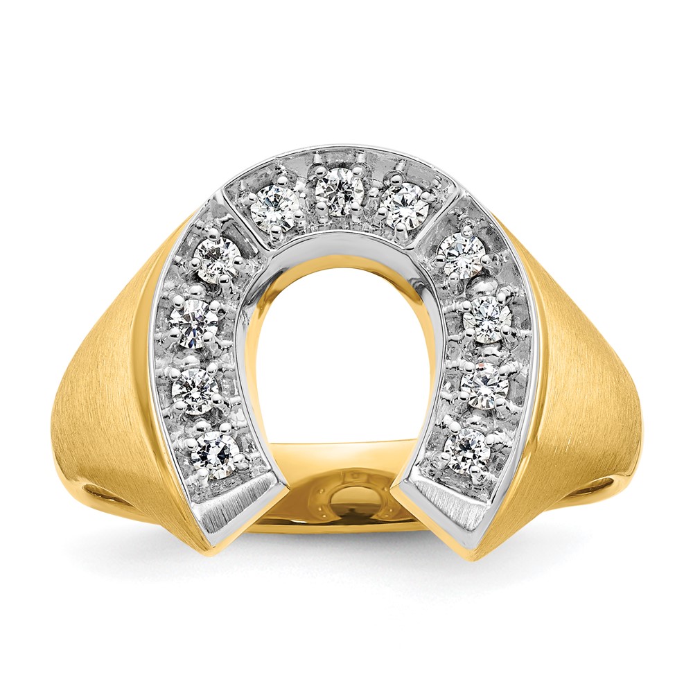 B04971-4YWAA.jpg 14k Two-tone IBGoodman Men's Satin Horseshoe Diamond Ring Mounting - Image 1