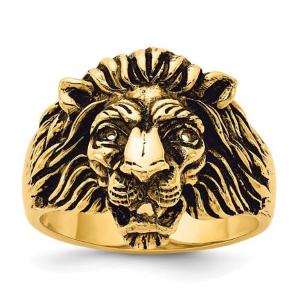 14k IBGoodman Men's Diamond and Ruby Antiqued Lion Ring Mounting