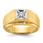14k Two-tone IBGoodman Men's Polished and Satin 1/6 carat Diamond Complete Ring