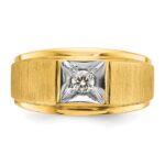 14k Two-tone IBGoodman Men's Polished and Satin 1/6 carat Diamond Complete Ring - Image 6