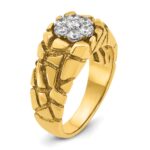 IBGoodman 14k Two-tone Men's Polished and Nugget Textured Round 1/2 Carat AA Quality Diamond Cluster Ring - Image 7