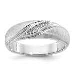 IBGoodman 14k White Gold Men's Polished and Satin 1/15 Carat AA Quality Diamond Ring