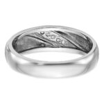 IBGoodman 14k White Gold Men's Polished and Satin 1/15 Carat AA Quality Diamond Ring - Image 5