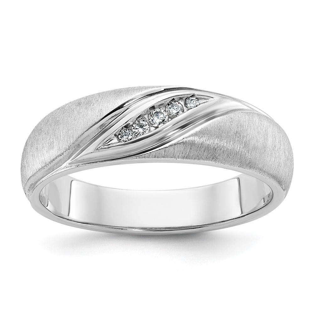 B09929-4WAA.jpg IBGoodman 14k White Gold Men's Polished and Satin 1/15 Carat AA Quality Diamond Ring - Image 1