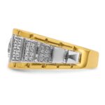 IBGoodman 14k Two-tone 1 5/8 carat Lab Grown Diamond VS/SI+ G+ Complete Polished and Satin Men's Ring - Image 3