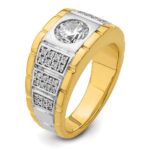 IBGoodman 14k Two-tone 1 5/8 carat Lab Grown Diamond VS/SI+ G+ Complete Polished and Satin Men's Ring - Image 6