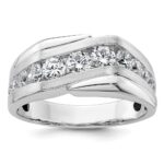 IBGoodman 14k White Gold 1 3/8 carat Lab Grown Diamond VS/SI+ G+ Complete Satin Men's Ring