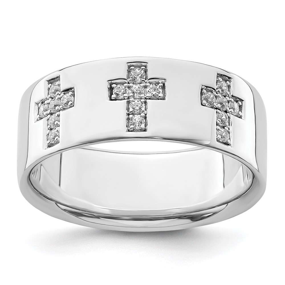 B220056-4WAA.jpg IBGoodman 14k White Gold 1/5 carat Lab Grown Diamond VS/SI+ G+ Complete Cross Men's Ring - Image 1