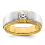 IBGoodman 14k Two-tone 3/4 carat Lab Grown Diamond VS/SI+ G+ Complete Satin Men's Ring