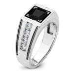 IBGoodman 14k White Gold Black Rhodium 7/8 carat Lab Grown Diamond VS/SI+ G+ and Onyx Complete Men's Ring - Image 6