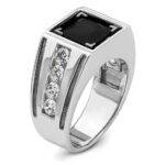IBGoodman 14k White Gold Black Rhodium 1 1/3 carat Lab Grown Diamond VS/SI+ G+ and Onyx Complete Men's Ring - Image 6