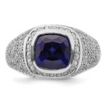IBGoodman 14k White Gold 1 carat Lab Grown Diamond VS/SI+ G+ and Created Blue Sapphire Complete Men - Image 4