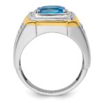 IBGoodman 14k Two-Tone 3/4 carat Lab Grown Diamond VS/SI+ G+ and Blue Topaz Complete Men's Ring - Image 2