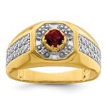 IBGoodman 14k 5/8 carat Lab Grown Diamond VS/SI+ G+ and Created Ruby Complete Men's Ring