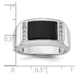 IBGoodman 14k White Gold 1/5 carat Lab Grown Diamond VS/SI+ G+ and Onyx Complete Men's Ring - Image 7