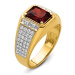 IBGoodman 14k with White Rhodium 3/4 carat Lab Grown Diamond VS/SI+ G+ and Created Ruby Complete Men's Ring - Image 6