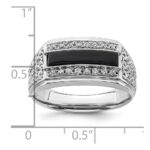 IBGoodman 14k White Gold 1 carat Lab Grown Diamond VS/SI+ G+ and Onyx Complete Men's Ring - Image 7