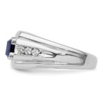 IBGoodman 14k White Gold 1/4 carat Lab Grown Diamond VS/SI+ G+ and Lab Created Blue Sapphire Complete Men's Ring - Image 3