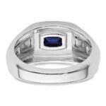 IBGoodman 14k White Gold 1/4 carat Lab Grown Diamond VS/SI+ G+ and Lab Created Blue Sapphire Complete Men's Ring - Image 5