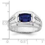 IBGoodman 14k White Gold 1/4 carat Lab Grown Diamond VS/SI+ G+ and Lab Created Blue Sapphire Complete Men's Ring - Image 7