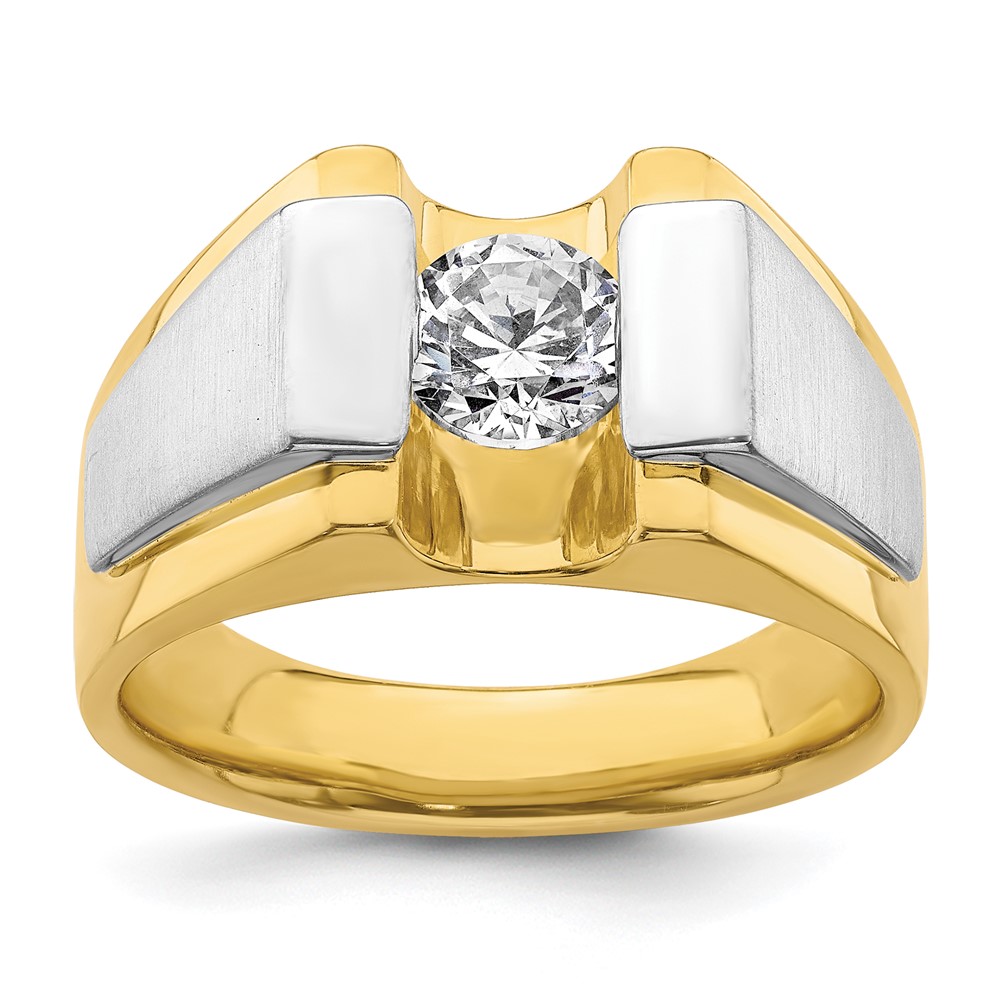 B220077-4YWAA-1.jpg IBGoodman 14k Two-Tone 1 carat Lab Grown Diamond VS/SI+ G+ Complete Polished and Satin Men's Ring - Image 1