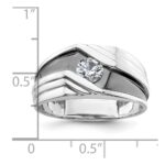 IBGoodman 14k White Gold with Black Rhodium 3/8 carat Lab Grown Diamond VS/SI+ G+ Complete Satin Men's Ring - Image 7