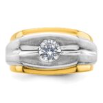 IBGoodman 14k Two-tone 1 carat Lab Grown Diamond VS/SI+ G+ Complete Polished and Satin Men's Ring - Image 4