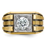 IBGoodman 14k Two Tone with Black Rhodium 1 carat Lab Grown Diamond VS/SI+ G+ Complete Polished and Satin Men's Ring - Image 4