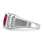 14k White Gold IBGoodman Men's Created Ruby and 1/5 carat Diamond Complete Ring - Image 5