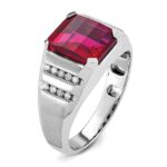 14k White Gold IBGoodman Men's Created Ruby and 1/5 carat Diamond Complete Ring - Image 8