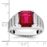 14k White Gold IBGoodman Men's Created Ruby and 1/5 carat Diamond Complete Ring - Image 3