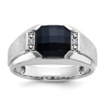 IBGoodman 14k White Gold Men's Polished and Satin Onyx and .02 Carat AA Quality Diamond Ring