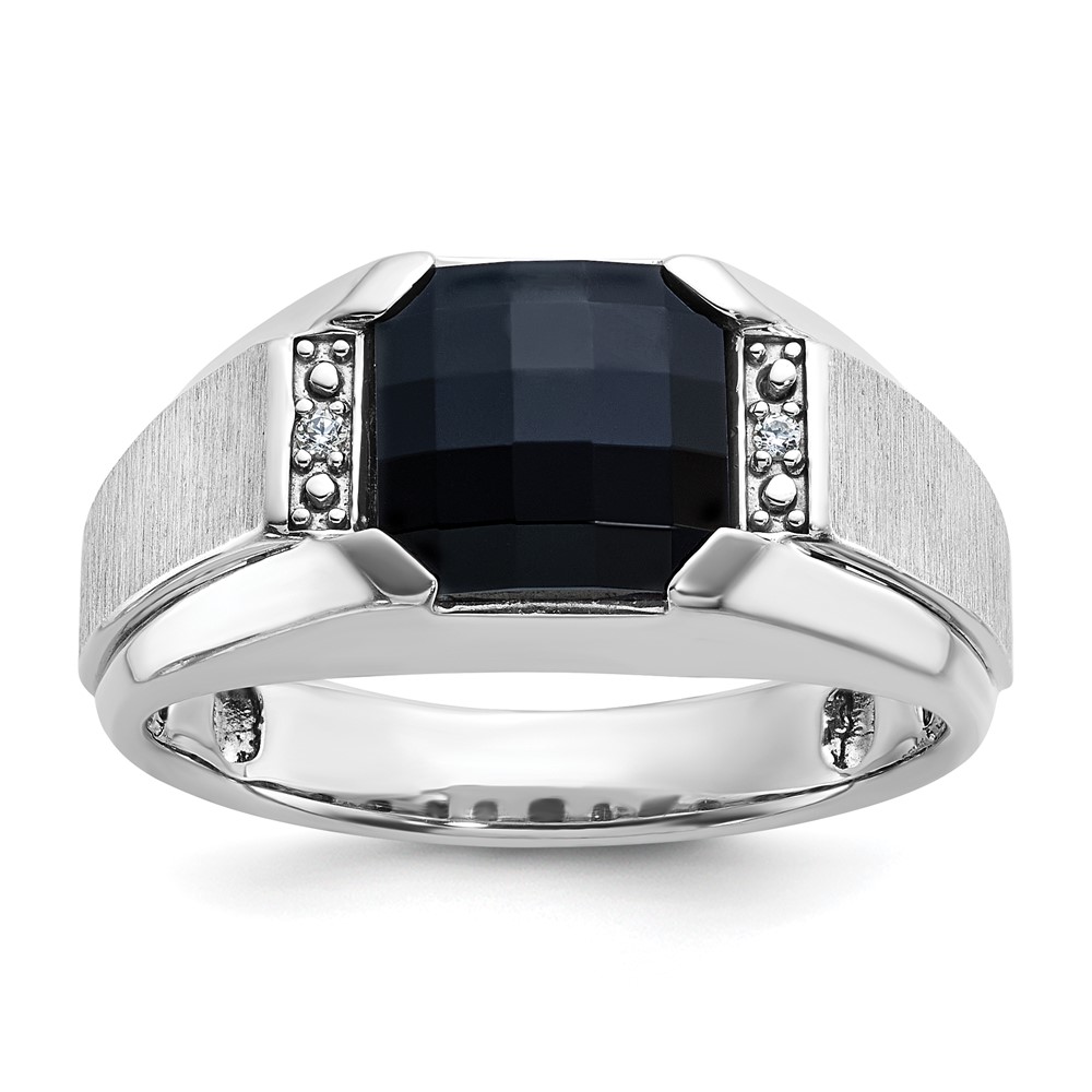 B52014-4WOX_AA.jpg IBGoodman 14k White Gold Men's Polished and Satin Gemstone Ring Mounting - Image 1
