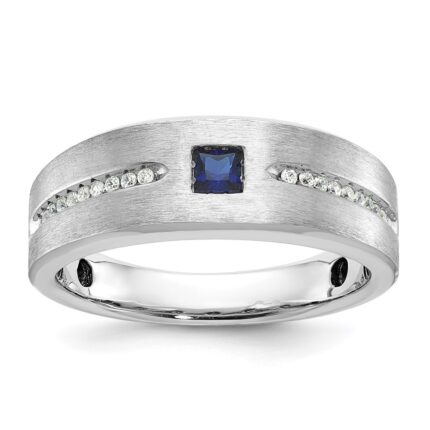 14k White Gold IBGoodman Men's Satin Sapphire/Diamond Ring Mounting