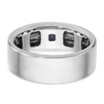14k White Gold IBGoodman Men's Satin Sapphire/Diamond Ring Mounting - Image 7