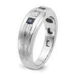 IBGoodman 14k White Gold Men's Polished Satin and Grooved Square 3-Stone Ring Mounting - Image 8
