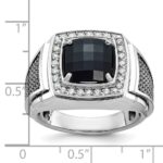 14k White Gold with Black Rhodium IBGoodman Men's Onyx and 1/4 carat Diamond Complete Ring - Image 3