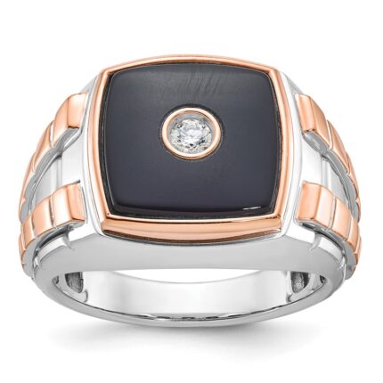 14k Two-tone White/Rose Gold IBGoodman Men's Onyx Diamond Ring Mounting