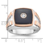 14k Two-tone White/Rose IBGoodman Men's Onyx and 1/10 carat Diamond Complete Ring - Image 3