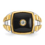 14k Two-tone IBGoodman Men's Onyx and 1/10 carat Diamond Complete Ring - Image 6