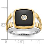 14k Two-tone IBGoodman Men's Onyx and 1/10 carat Diamond Complete Ring - Image 3