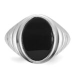 14k White Gold IBGoodman Men's Oval Onyx Complete Ring - Image 6