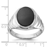 14k White Gold IBGoodman Men's Oval Onyx Complete Ring - Image 3