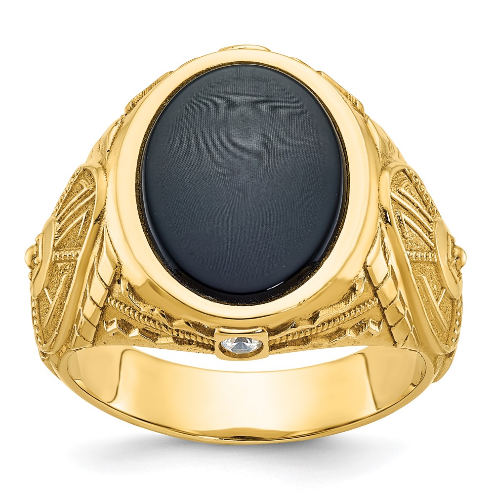 B52103-4YOX_AA.jpg 14k IBGoodman Men's Onyx and 1/10 carat Diamond Complete Ring - Image 1