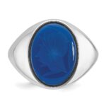 14k White Gold IBGoodman Men's Blue Agate Complete Ring - Image 6