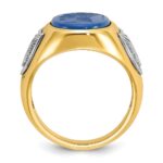10k Two-tone IBGoodman Men's Blue Agate Complete Ring - Image 2