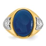 10k Two-tone IBGoodman Men's Blue Agate Complete Ring - Image 4
