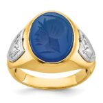 14k Two-tone IBGoodman Men's Blue Agate Complete Ring